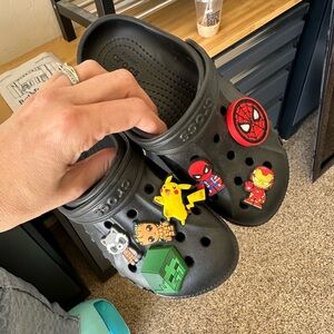 Crocs Black Clogs with Fun Charms